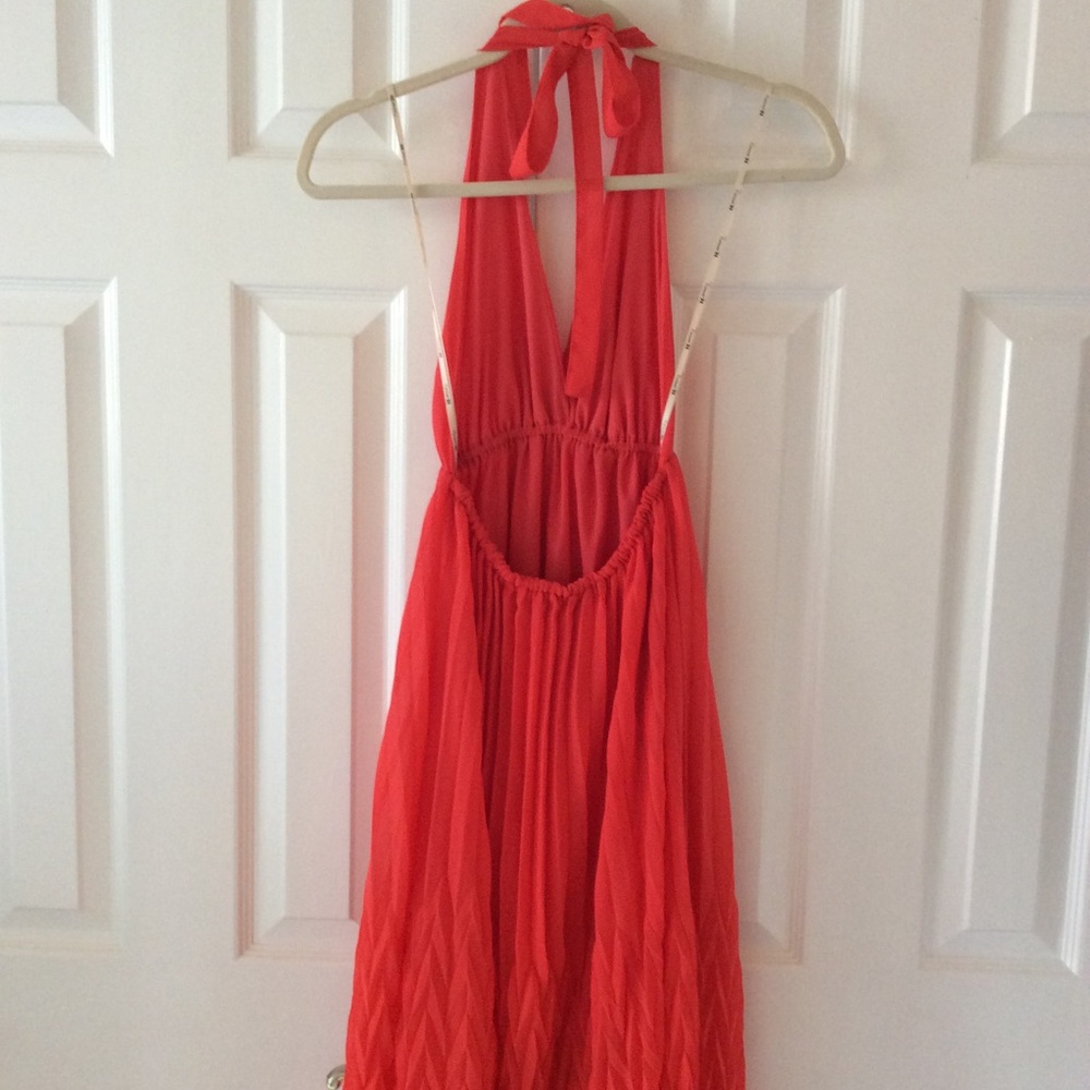 Coral Halter Open Back Maxi Dress - Picture 4 of 7